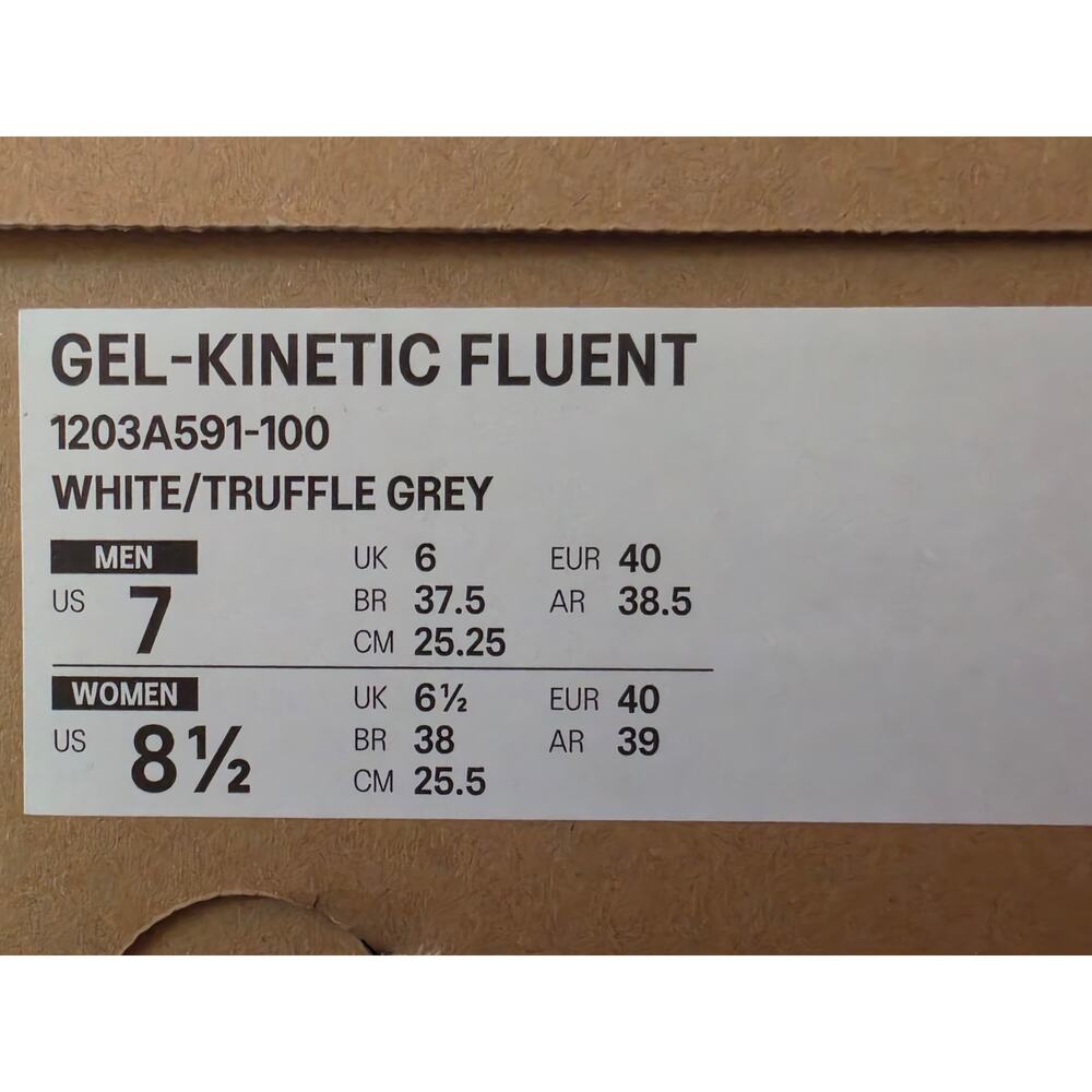ASICS Gel‑Kinetic Fluent 1203A591‑100 Women’s 8.5 White Truffle Grey – Brand New - Picture 5 of 5